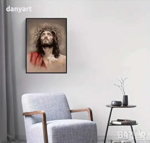 Диамантен гоблен – направи си сам – Исус Христос с лавров венец, снимка 3 - Гоблени - 45979380