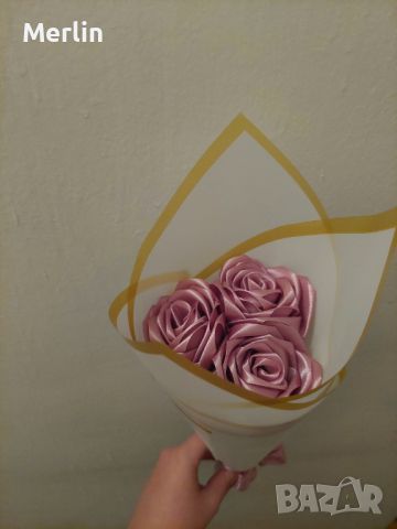 Букети от сатенени рози (вечни рози), снимка 7 - Изкуствени цветя - 45513746