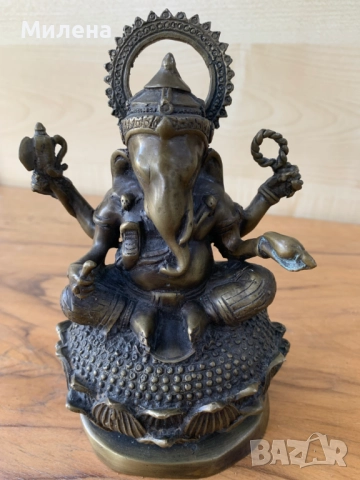 Бронзова статуетка на Ганеша, снимка 4 - Други ценни предмети - 52478092
