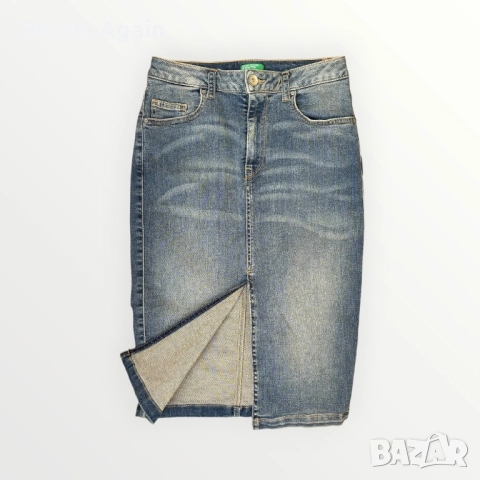 Дамска дънкова пола Benetton, снимка 2 - Поли - 52102449