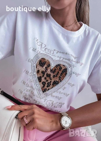 дамска тениска в черно и бяло, снимка 2 - Тениски - 53284312