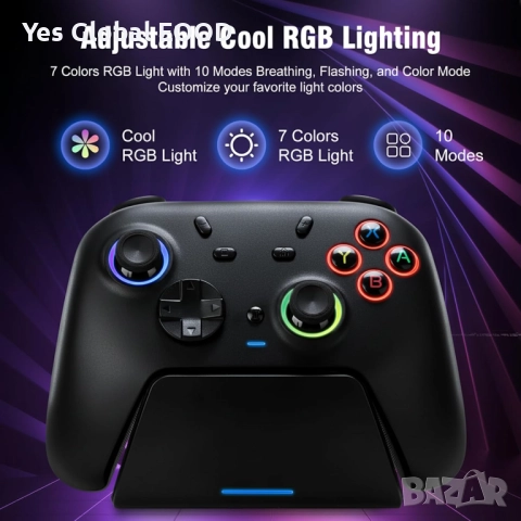 Безжичен контролер с док станция и Hall ефект за PC/Switch, снимка 3 - Друга електроника - 52663457