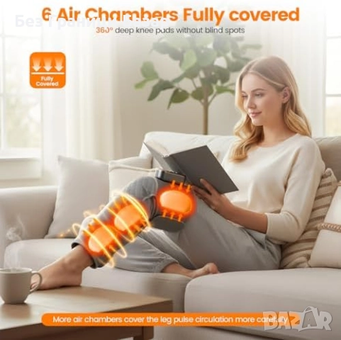 Нов Безжичен масажор за крака колене с отопление LCD дисплей 3 режима, снимка 4 - Масажори - 52774556