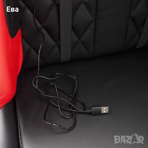 Ергономичен геймърски стол с функция за масаж и подложка за крака - червен, снимка 2 - Столове - 53253612