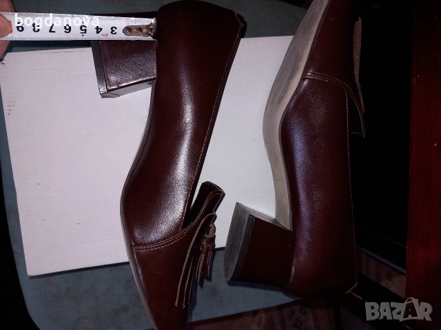 Next елегантни затворени обувки с нисък удобен ток от кожа, снимка 7 - Дамски елегантни обувки - 53986454