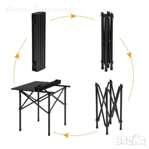 Сгъваема къмпинг маса 55x50 см – алуминиева, компактна и лека за пикник, риболов и къмпинг, снимка 2 - Аксесоари и консумативи - 54215617