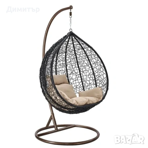 Градиснки комплект Висящ Ратанов стол люлка + плетени маса и 2 стола, снимка 5 - Други - 54264480