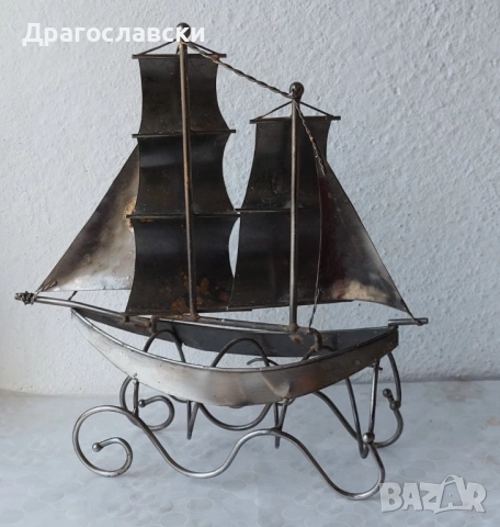 Морска декорация: стойка за бутилка, лодка стар кръстоносен кораб яхта платна макет дърво, снимка 18 - Други ценни предмети - 28872455
