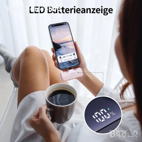 iWALK LinkPod 5 – преносима батерия 5500 mAh (Power Bank) за iPhone – розов цвят, снимка 6 - Външни батерии - 53376472