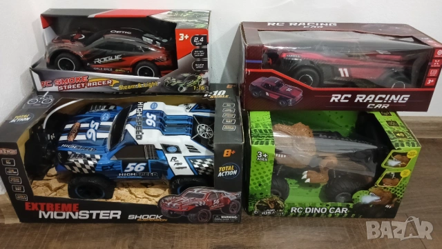 4броя детски коли с дистанционно управление rc джип динозавър състезателна кола бъги звук светлини 2, снимка 12 - Коли, камиони, мотори, писти - 53481573