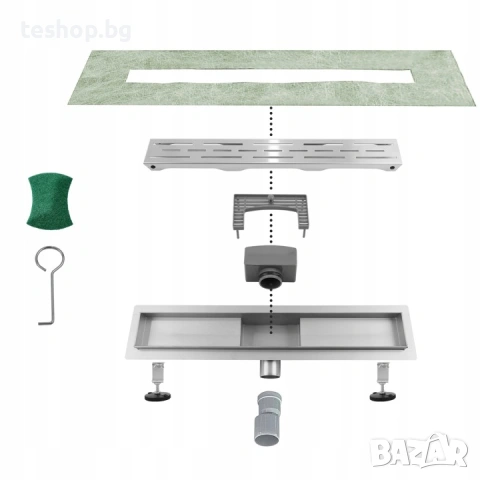 Линеен сифон за баня от неръждаема стомана Aquamarin 100 см, снимка 3 - Други - 53741956