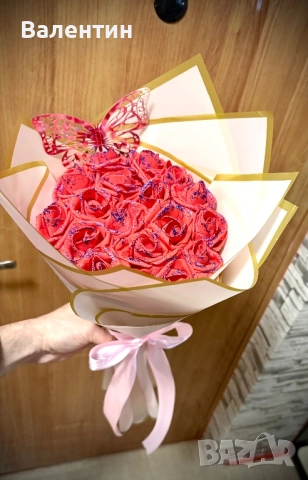 Вечен букет от 17 Фоамени рози, снимка 2 - Изкуствени цветя - 52981670