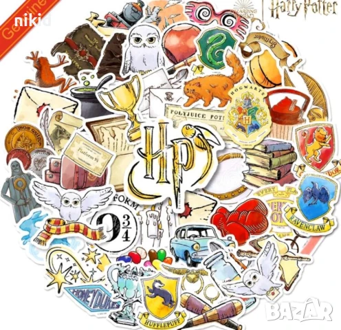 1 вид 50 бр Хари Потър harry potter самозалепващи лепенки стикери за украса декор картонена торта, снимка 8 - Други - 28674916