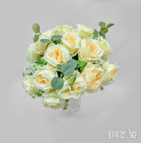 Изкуствени букети с рози и евкалиптови листа – Елегантна украса с дълготраен ефект, снимка 11 - Други стоки за дома - 52137809