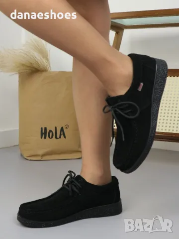 Дамски мокасини от естествен велур в черно , снимка 2 - Дамски ежедневни обувки - 49874737