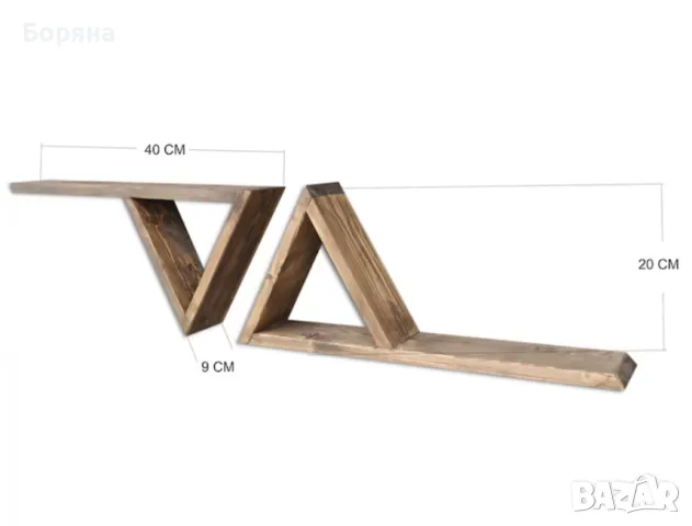 НАМАЛЕН - Комплект стенни етажерки цвят орех нови, снимка 3 - Етажерки - 48572964