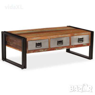 vidaXL Кафе маса с 3 чекмеджета, рециклирано дърво масив, 100x50x35 cм(SKU:244941, снимка 1