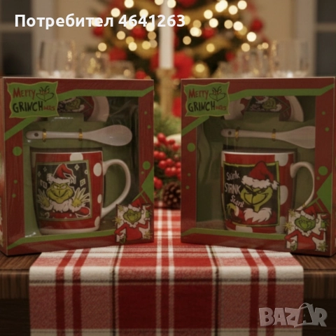 Коледен подаръчен комплект Merry Grinchmas – идеален подарък за добро настроение, снимка 4 - Декорация за дома - 52576412