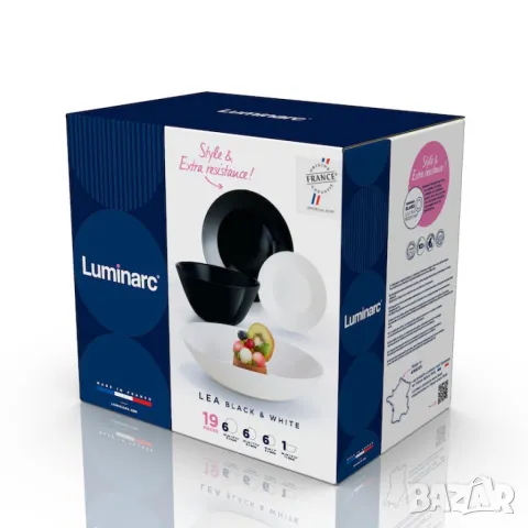 Черно-бял сервиз за хранене от 19 части Luminarc Lea Black & White, снимка 1 - Сервизи - 49041892