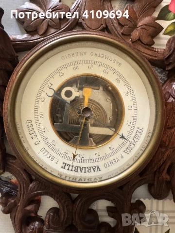 барометър с термометър, снимка 2 - Антикварни и старинни предмети - 53309670