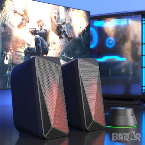 Jeecoo M40 геймърски саундбар с LED пламък, 3.5 мм AUX и Bluetooth, USB захранван, снимка 9 - Bluetooth тонколони - 50032746