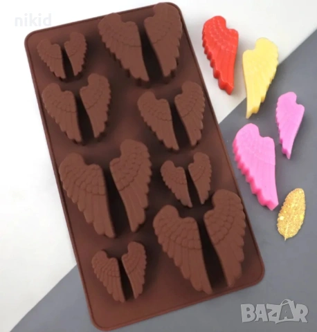 Чифт малки големи крила силиконов молд форма шоколад фондан шоколад гипс бонбони декор