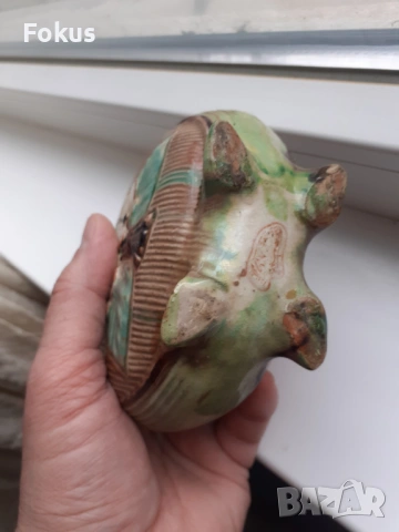 Стар български възрожденски павур керамика бъклица крондир, снимка 5 - Антикварни и старинни предмети - 54070470