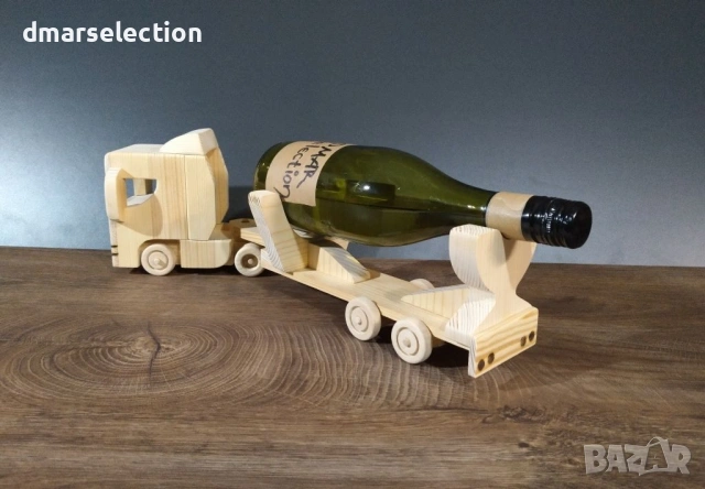 Декоративен дървен камион с ремарке - поставка за бутилка DMAR 319M4, снимка 3 - Колекции - 53591652