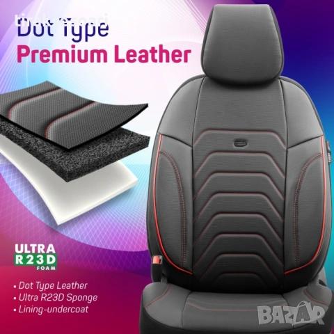 Луксозна тапицерия OTOM Core Design черна с червен шев – универсален комплект, снимка 9 - Аксесоари и консумативи - 53625064