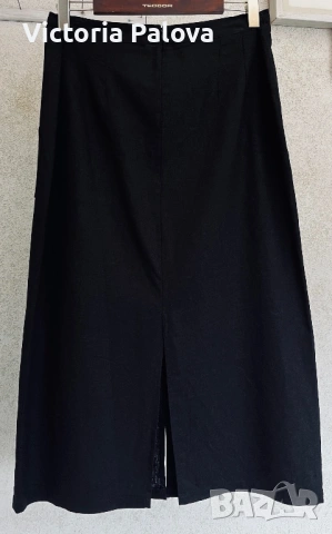 Черна пола  COCOROTA лен и памук Испания, снимка 4 - Поли - 53633157