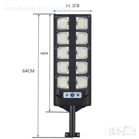 Улична соларна лампа BK-260-10 DRAGON 3000W - мощна и икономична, снимка 4 - Друга електроника - 53922635