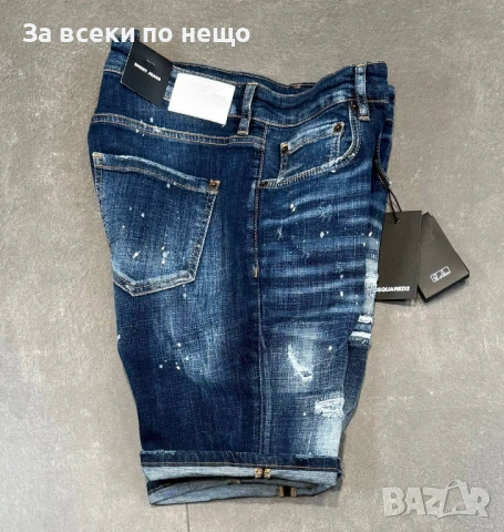 DSQUARED2 Мъжки Сини Къси Дънки С Накъсан Ефект🔝Дамски Къси Дънкови Панталони Код Mens P.198, снимка 2 - Дънки - 53921617