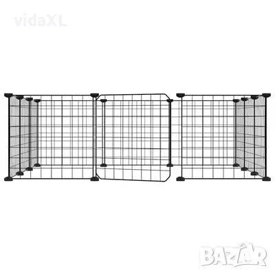 vidaXL Клетка за животни с врата, 12 панела, черна, 35x35 см, стомана(SKU:171623), снимка 3 - Други стоки за животни - 49280952