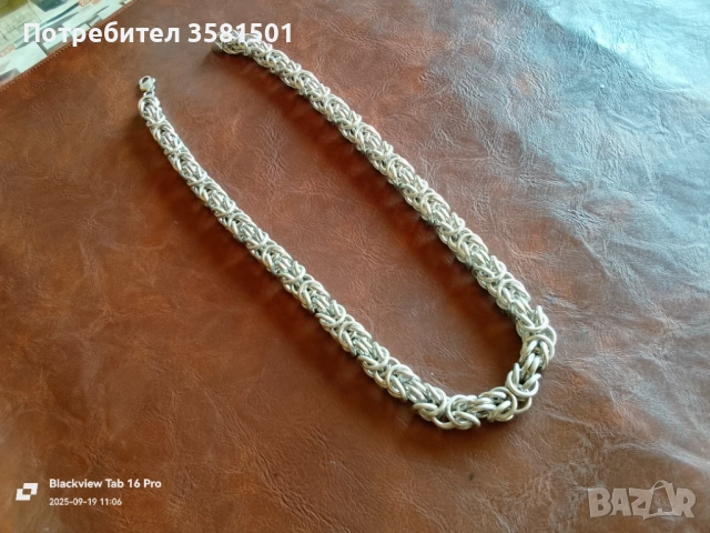 158/Сребърен Синджир Кралска плетка-135грама.🇧🇬, снимка 3 - Колиета, медальони, синджири - 51766642