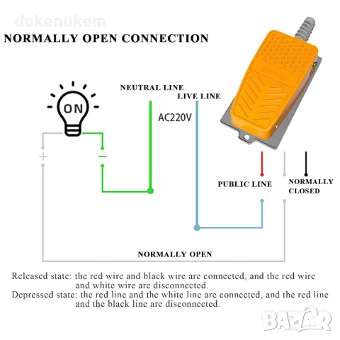 Метален педален превключвател – моментен, устойчив, IP54, снимка 3 - Други инструменти - 52694898