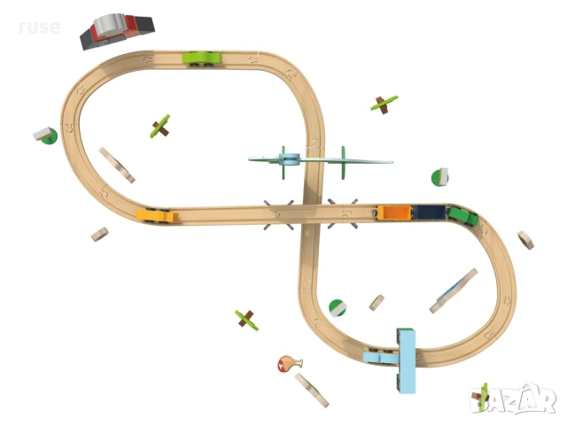 НОВИ! Дървено влакче с релси железница Динозаври, снимка 2 - Влакчета, самолети, хеликоптери - 54144507