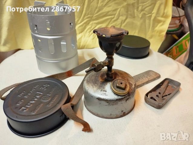 Стар немски бензинов Примус ,туристически котлон. Juwel 34, снимка 3 - Градинска техника - 54126480