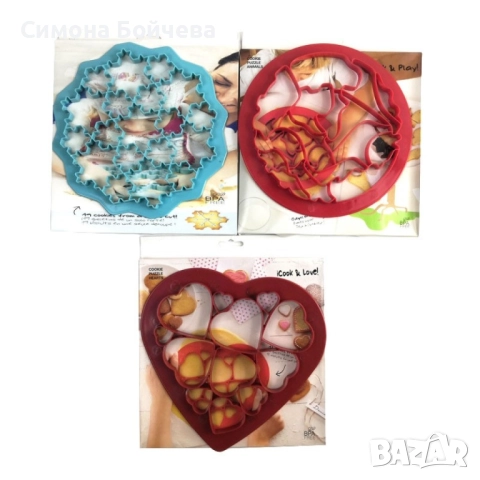 Силиконова форма за сладки и бисквити - сърца, снежинки или животинки, снимка 2 - Форми - 52843429