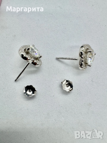 Сребърни обеци с мойсанит (диамант) 1 карат, снимка 9 - Обеци - 51949710