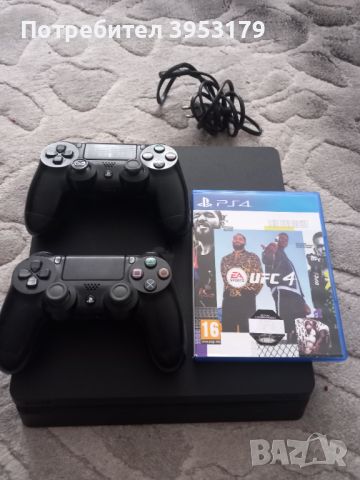 Продавам PS4 Slim с два контролера + UFC 4 Игра!, снимка 1 - PlayStation конзоли - 45507123