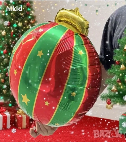 Коледна висяща топка играчка Коледен кръгъл фолио фолиев балон хелий и въздух, снимка 2 - Други - 52645668