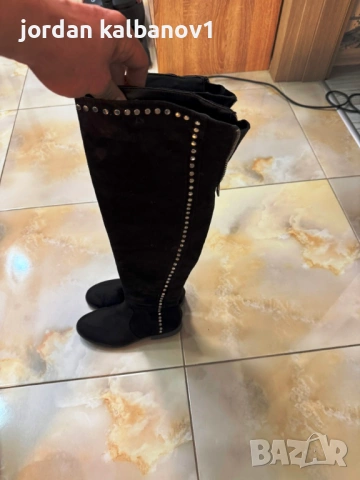 Подарявам - дамски велурени ботуши чизми с кабзи номер - 35 стелка - 23см. ток - 2см., снимка 2 - Дамски ботуши - 53806457