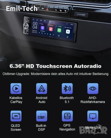 CarPlay / Android Auto радио 6.36” + Rear View Camera + Wireless Adapter (ПОДАРЪК), снимка 3 - Аксесоари и консумативи - 54148196