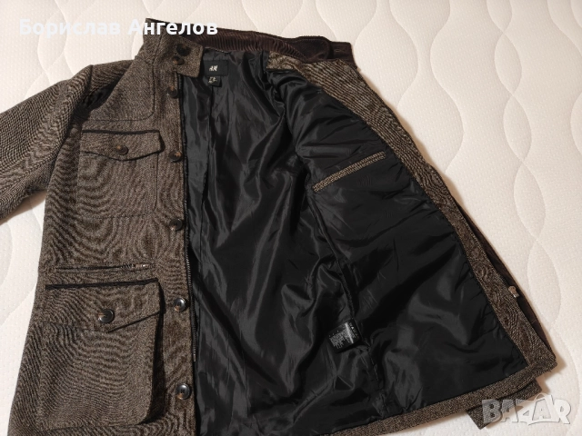 H&M - Мъжко палто с цип и копчета - вталено!!! , снимка 5 - Палта - 52188794