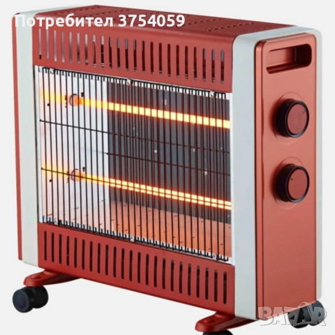 Кварцов отоплител 1500W с 2 степени и мобилни колелца – бързо и безопасно затопляне, снимка 6 - Отоплителни печки - 53124973