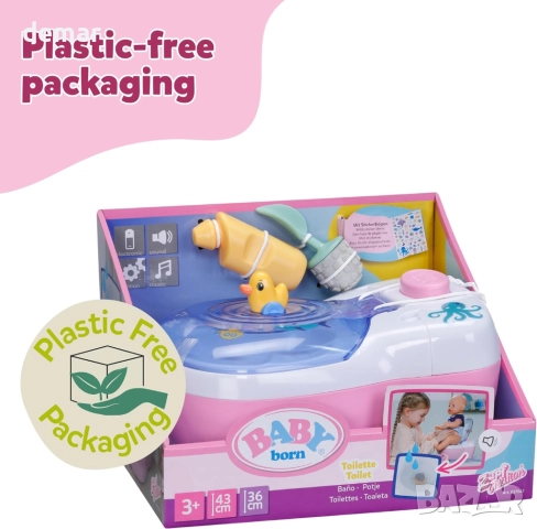 BABY born Тоалетна за кукли със звуци и аксесоари, за кукли 36 и 43 см, снимка 10 - Кукли - 52293624
