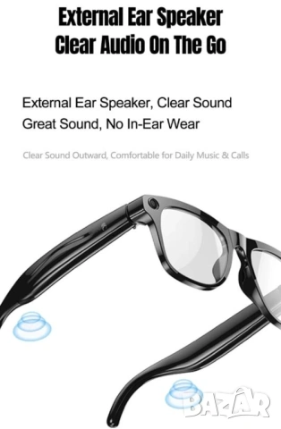 Смарт Записващи Очила с Камера Фотохромни Bluetooth Разговори Музикален Плейър Умни Очила Видеозапис, снимка 16 - Комплекти за видеонаблюдение - 53414767