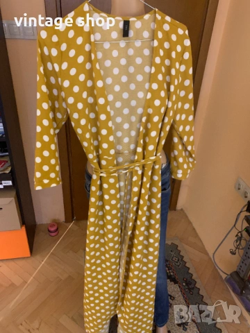 Рокля YAS  с десен точки в цввят горчица, размер M/L, снимка 9 - Рокли - 53811948