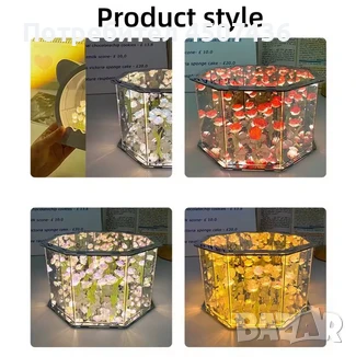 Ръчно изработена 3-Д LED нощна лампа с Рози, Направи си сам домашен декор, снимка 6 - Настолни лампи - 50813476