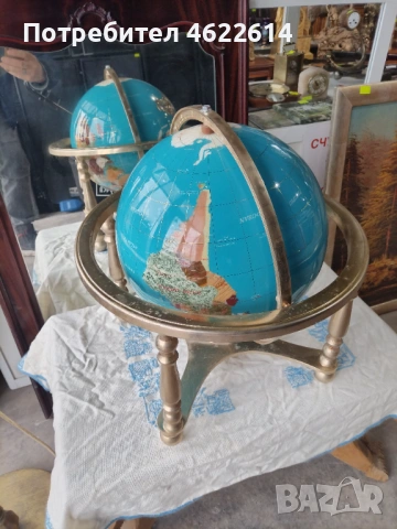 МНОГО КРАСИВ ГЛОБУС ОТ ПОЛУСКЪПОЦЕНИ КАМЪНИ, снимка 5 - Антикварни и старинни предмети - 53947304